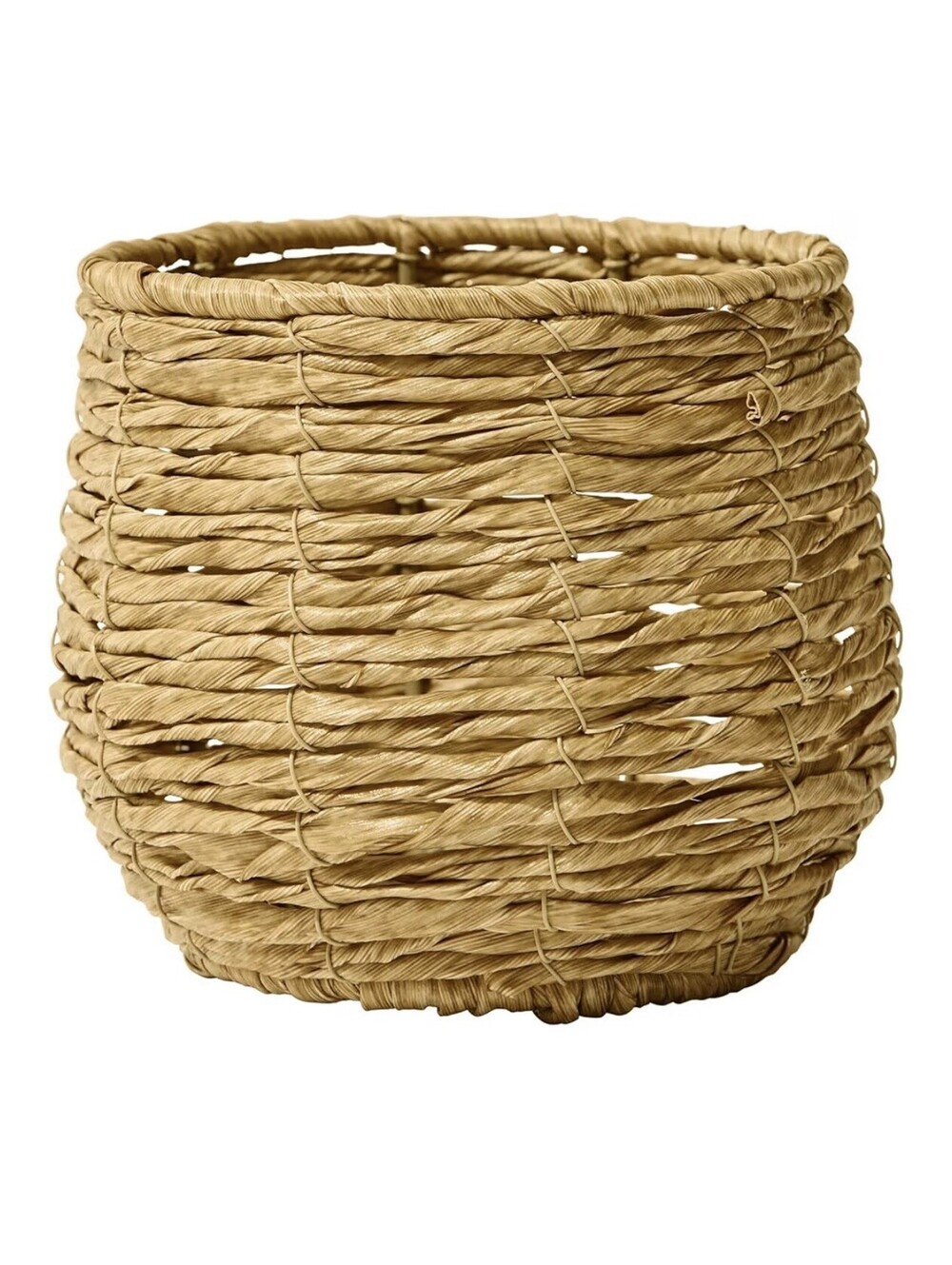 Small Round Braided Wicker Basket Beige Indoor 5.125in x 4.5in